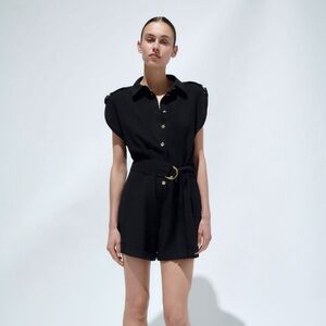 NWT Zara short romper , black , gold buttons